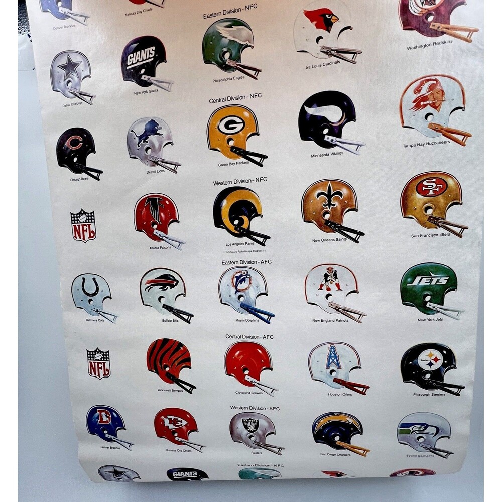Vintage 1978 NFL Wallpaper Roll Helmets Collins Aikman Nos Retro Man Cave 20’